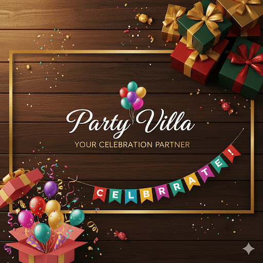 Festive celebration with party decorations and balloons
